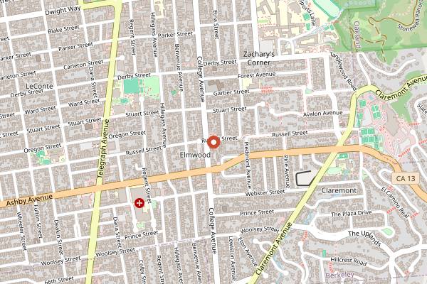 Map showing Nabolom Bakery in Berkeley
