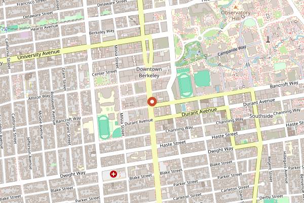 Map showing Shattuck Down Low in Berkeley