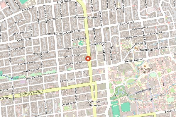 Map showing Via del Corso in Berkeley