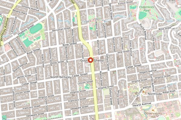 Map showing Cheese Board Pizza Line in Berkeley