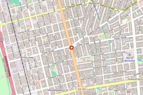 Map showing Kermit Lynch Wine Merchant in Berkeley