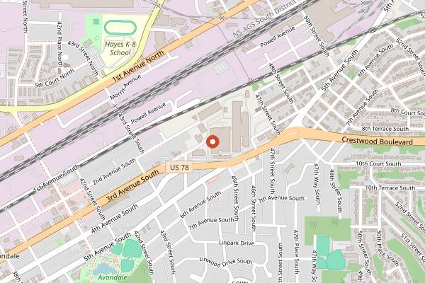 Map showing Cahaba Brewing Co. in Birmingham