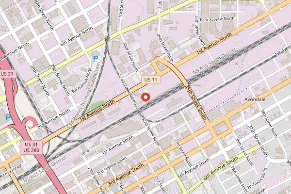 Map showing Back Forty Beer Company in Birmingham