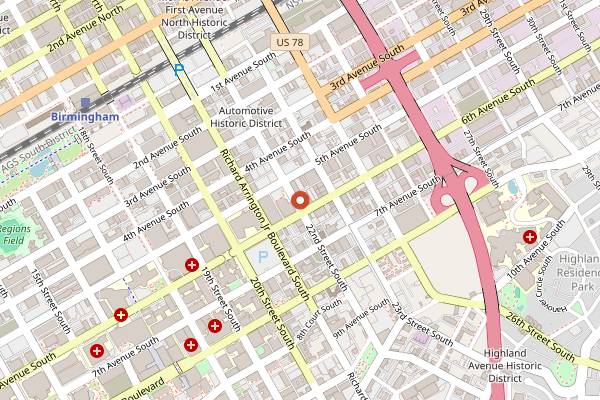 Map showing The Grill at Iron City in Birmingham