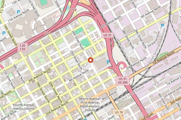 Map showing Sidewalk Film Festival in Birmingham