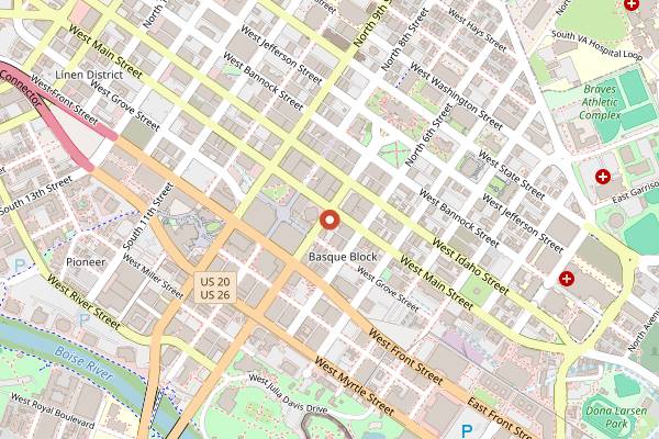 Map showing Goldy's Corner in Boise