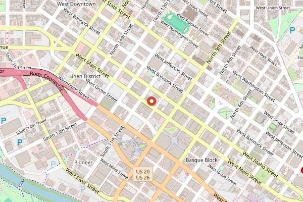 Map showing The Avery Hotel Coffee Service in Boise