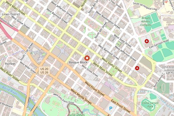 Map showing Treefort Music Fest -- Foodfort in Boise