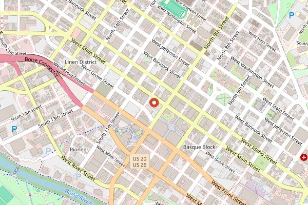 Map showing KIN in Boise