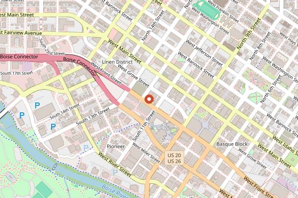 Map showing Woodland Empire Ale Craft in Boise