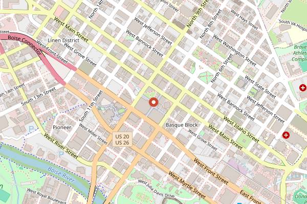 Map showing Capital City Public Market Holiday Market in Boise