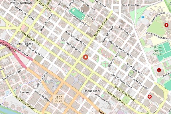 Map showing Coiled Wine Bar in Boise