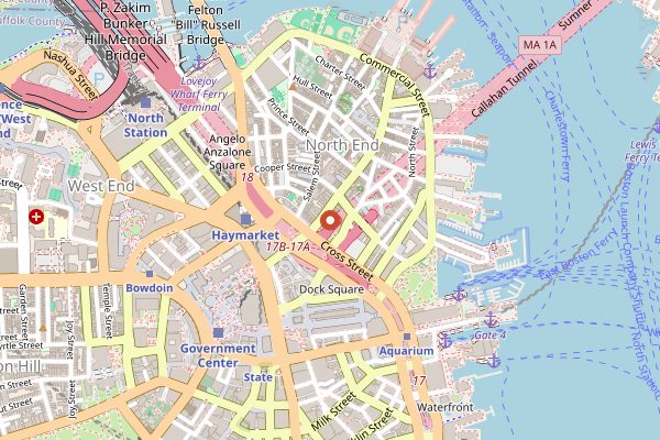 Map showing Bricco Salumeria and Pasta Shop in Boston