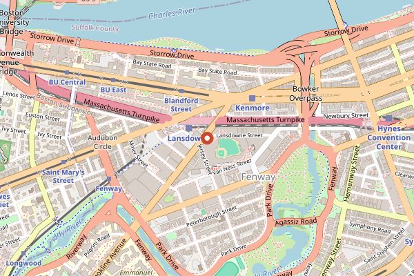 Map showing Bleacher Bar in Boston