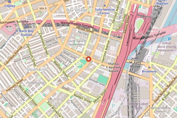 Map showing Myers + Chang in Boston
