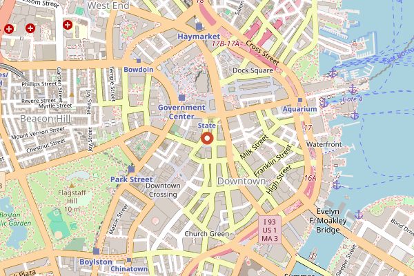 Map showing Falafel King in Boston