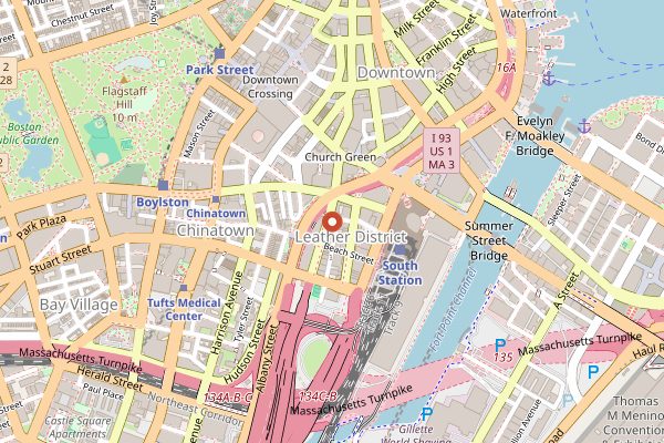 Map showing Gracenote Coffee in Boston