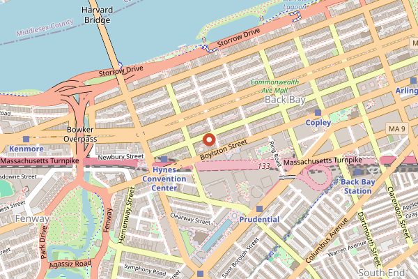 Map showing Pavement Coffeehouse Newbury in Boston