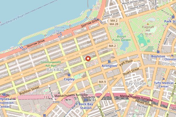 Map showing Thinking Cup Newbury in Boston