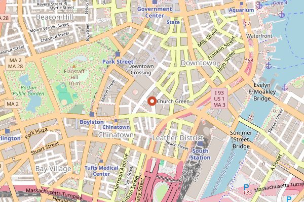 Map showing Gene's Chinese Flatbread Cafe in Boston