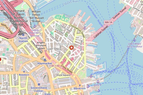 Map showing Giacomo's Ristorante in Boston