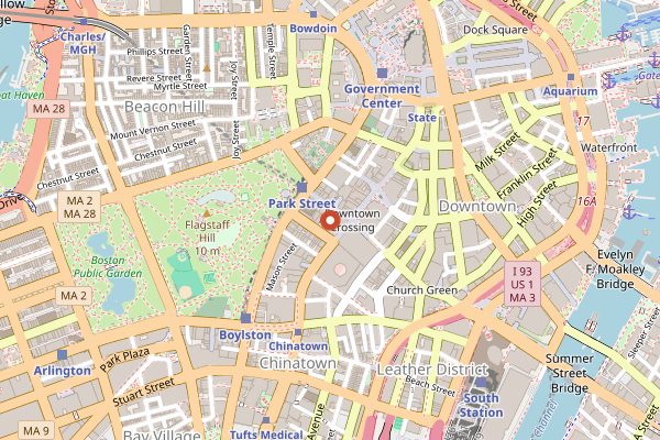 Map showing Yvonne's in Boston
