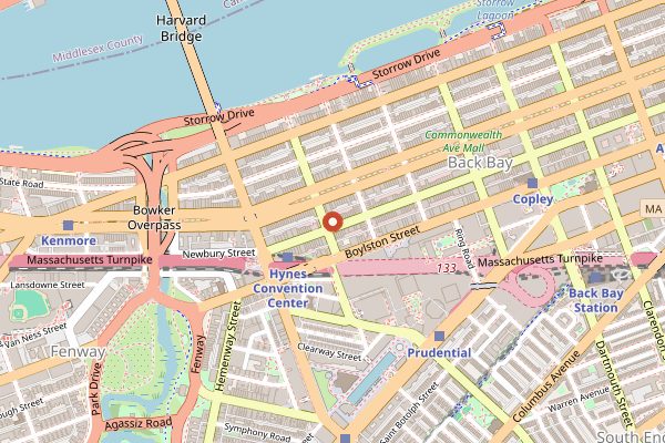 Map showing Barrington Coffee Roasters in Boston