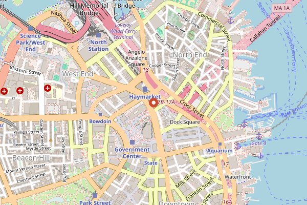 Map showing Boston Public Market Demonstration Kitchen in Boston