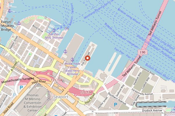 Map showing Boston Seafood Festival in Boston