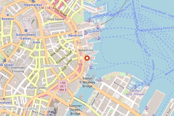 Map showing Boston Wine and Food Festival in Boston