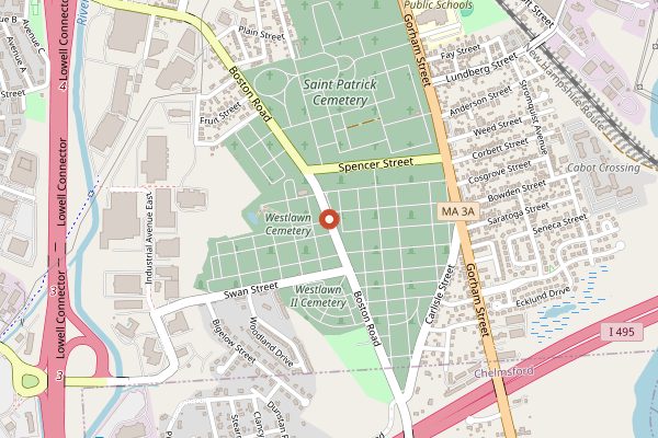Map showing Lowell Folk Festival in Boston