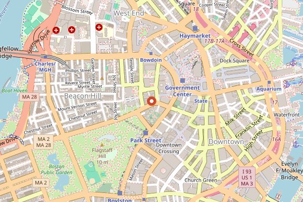 Map showing Mooo Beacon Hill in Boston