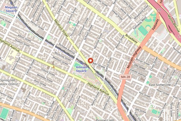 Map showing Sarma in Boston