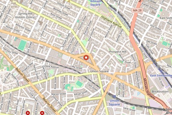 Map showing Bow Market in Boston