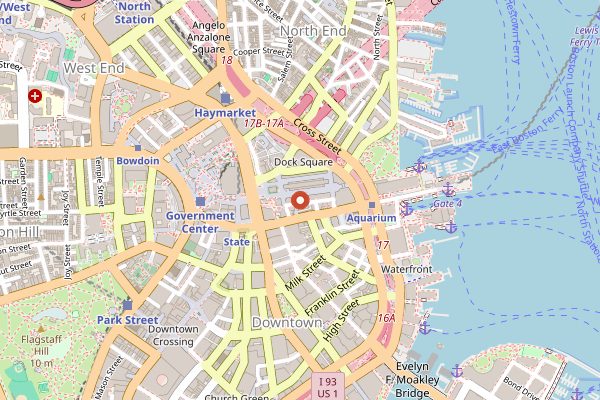 Map showing Quincy Market in Boston