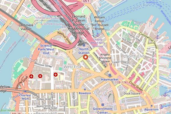 Map showing Big Night Live in Boston
