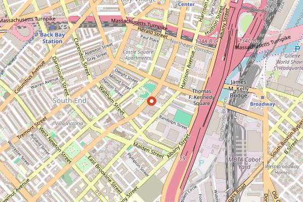 Map showing Cathedral Station in Boston