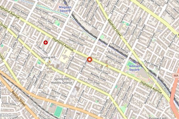 Map showing Highland Kitchen in Boston