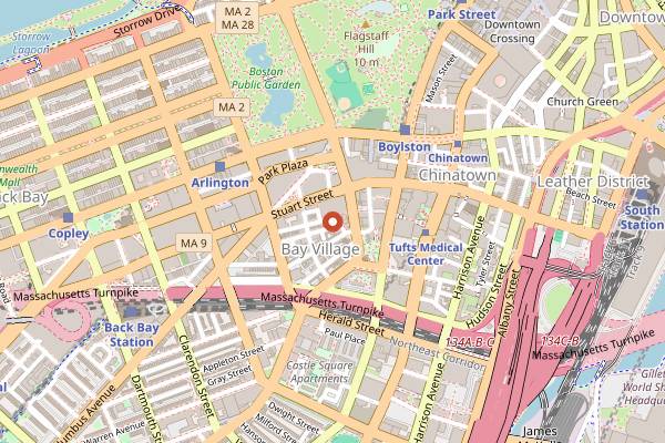 Map showing Jacque's Cabaret in Boston