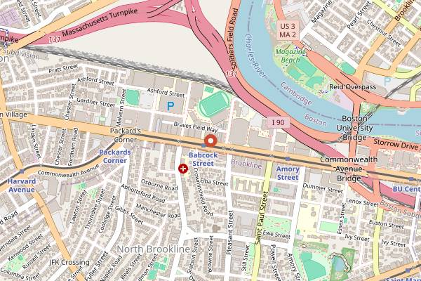 Map showing Paradise Rock Club in Boston