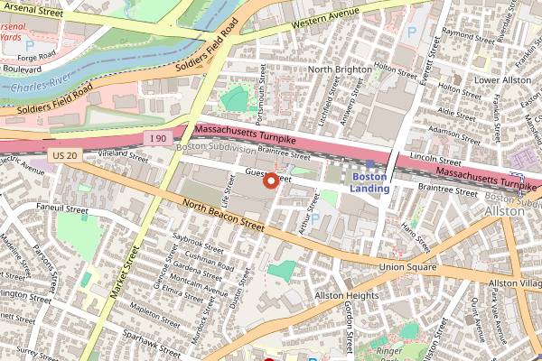 Map showing Roadrunner in Boston