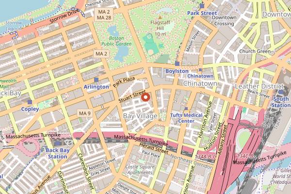 Map showing Rooftop at Revere in Boston