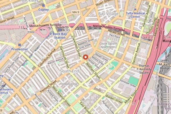 Map showing The Beehive in Boston