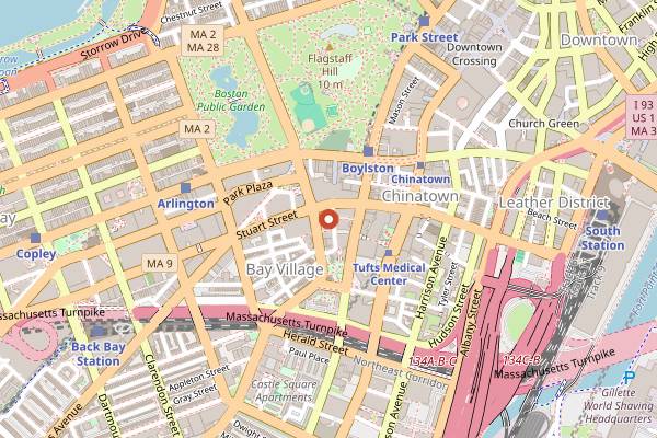 Map showing Venu in Boston