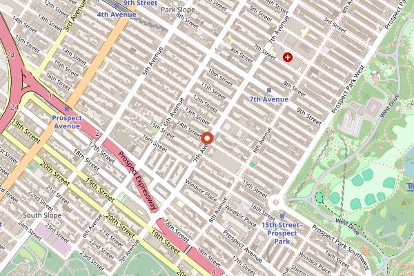 Map showing Miolin Bakery in Brooklyn