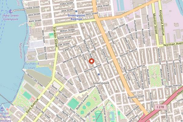 Map showing Peter Pan Donut & Pastry Shop in Brooklyn