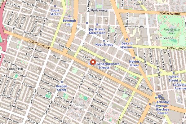 Map showing Grand Army in Brooklyn