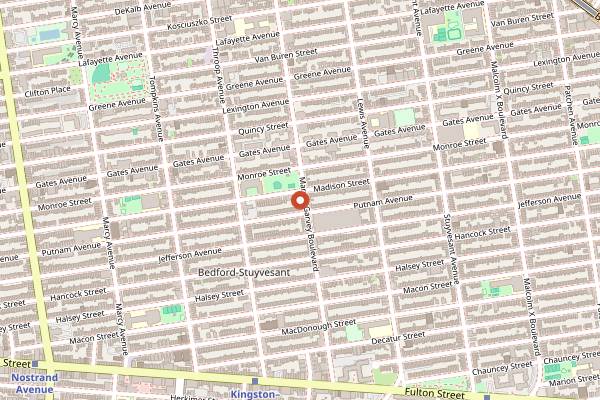 Map showing Lucky's Cocktail Lounge in Brooklyn
