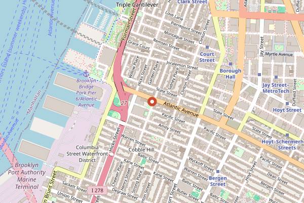 Map showing The Long Island Bar in Brooklyn