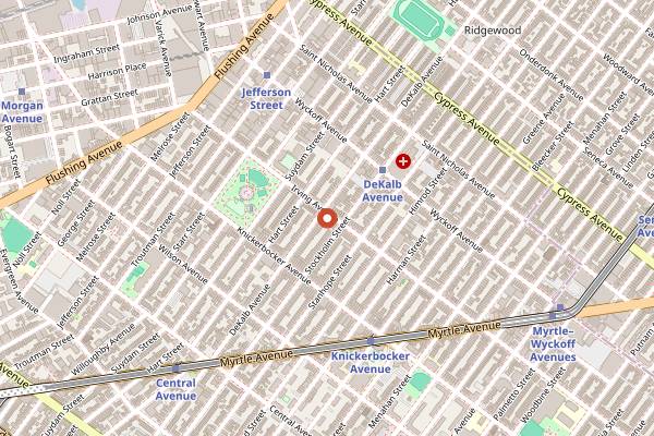 Map showing Turbo Pizza Bar in Brooklyn
